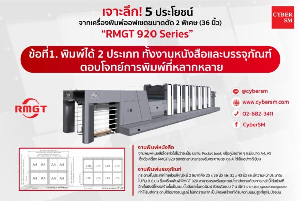 ประโยชน์ข้อที่ 1 จากเครื่องพิมพ์ออฟเซตขนาดตัด 2 พิเศษ (36 นิ้ว) “RMGT 920 Series”